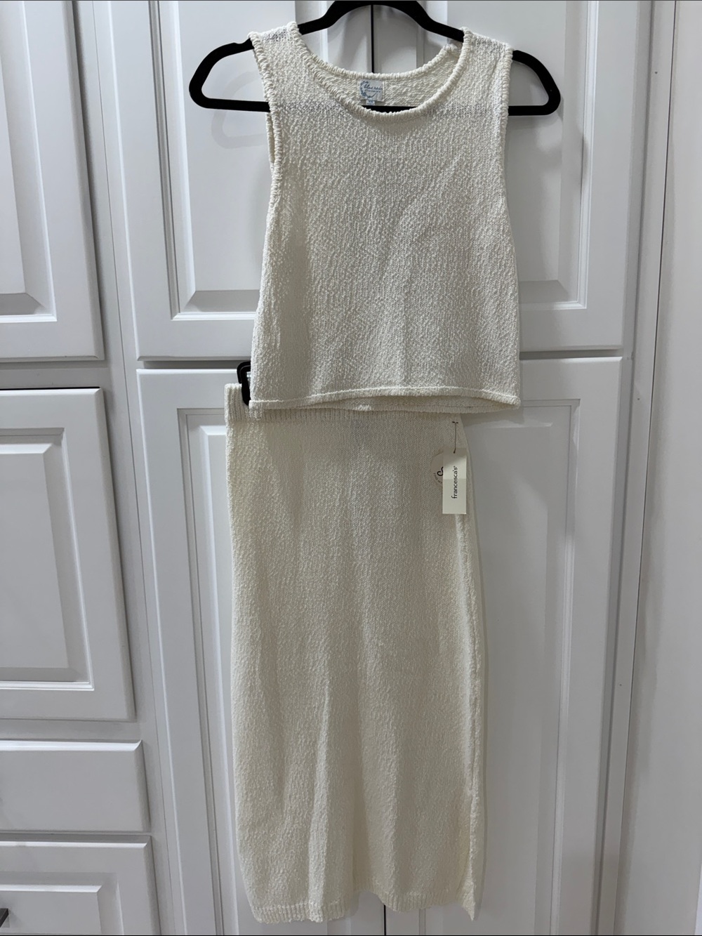 Blue Rain by Francesca’s Cream Knit Two-Piece Tank & Skirt Set